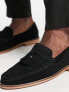 ASOS DESIGN tassel loafers in black suede leather with natural sole