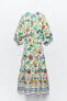 Printed linen blend dress with knot