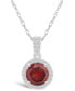 Garnet (1-2/3 ct. t.w.) and Lab Grown Sapphire (1/6 ct. t.w.) Halo Pendant Necklace in 10K White Gold