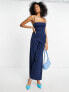 Фото #1 товара ASOS DESIGN tailored melange suiting strappy back wide leg in navy
