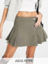 ASOS DESIGN Petite pleated skirt in khaki