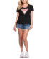 ფოტო #4 პროდუქტის Women's Embellished Triangle Logo Scoop-Neck T-Shirt