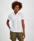 ფოტო #1 პროდუქტის Women's Cotton Textured-Stripe Button Shirt