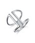 ფოტო #1 პროდუქტის Modern Trendy Fashion Geometric Double Wide Vertical Bar Ring .925 Sterling Silver Ring For Women Adjustable