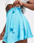 Фото #2 товара Stradivarius satin wrap mini skirt in pop blue