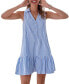 Фото #1 товара Women's Striped Collared Ruffled Mini Beach Dress