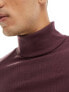 Фото #3 товара ASOS DESIGN long sleeve muscle fit roll neck with rib detail in burgundy