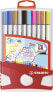 Фото #1 товара STABILO Pen 68 brush - 20 colours - Multicolour - Bullet tip & Brush tip - Multicolour - Hexagonal - Water-based ink