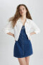 Afra x DeFacto Fashion Fit Straplez Jean Mini Elbise C5658AX24SP