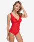Фото #3 товара Ruffle Plunge Underwire Tummy Control One-Piece Swimsuit, Created for Macy's