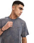 Фото #1 товара Pull&Bear acid washed t-shirt in charcoal