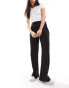 Stradivarius tailored straight leg trouser in black