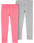 Фото #3 товара Baby 2-Pack Heather Gray & Pink Leggings 9M