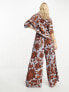 Фото #4 товара Vero Moda Aware wide leg trousers co-ord in blue and brown florals