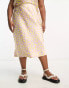 Simply Be satin slip midi skirt in yellow leopard print