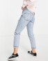 Фото #2 товара Topshop Petite Original high rise Mom rip jeans in bleach