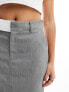 In The Style tailored contrast waistband split front maxi skirt in grey