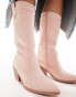 Фото #8 товара Glamorous Wide Fit western knee boots in pink micro