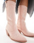 Glamorous Wide Fit western knee boots in pink micro