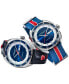 ფოტო #6 პროდუქტის Men's Swiss Automatic Pan Europ Interchangeable Fabric and Leather Strap Watch Set 42mm H35405741