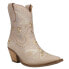 Фото #2 товара Dingo Primrose Embroidered Floral Snip Toe Cowboy Booties Womens Beige Casual Bo