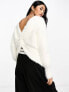 Фото #3 товара Morgan fluffy twist back jumper in white