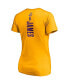 ფოტო #4 პროდუქტის Women's LeBron James Gold Los Angeles Lakers Logo Playmaker Name Number V-Neck T-shirt
