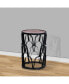 Фото #9 товара 23 Inch End Side Table, Round Mango Wood Top, Lattice Cut Out Iron Frame, Brown, Black