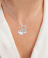 Cubic Zirconia Double Heart Charm & Holder Pendant Necklace, 16" + 2" extender