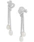 ფოტო #3 პროდუქტის Freshwater Pearl (8x6mm & 7x5mm) Cubic Zirconia Knotted Drop Earrings in Sterling Silver