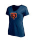 Фото #3 товара Women's Justin Fields Navy Chicago Bears Logo Player Icon Name and Number V-Neck T-shirt