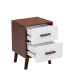 Фото #10 товара Embossed Square End Table with 2 Drawers - White