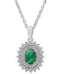 Фото #1 товара Macy's emerald (3/4 ct. t.w.) & Diamond (1/10 ct. t.w.) 18" Pendant Necklace in Sterling Silver