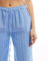 Stradivarius STR rustic pull on trouser in blue pinstripe