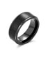 ფოტო #1 პროდუქტის Plain Simple Black Matte Couples Titanium Wedding Band Ring For Men For Women Beveled Edge Comfort Fit 8MM