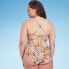 Women's Bead Knot Detail One Piece Swimsuit - Shade & Shore Orange Leaf Print XS