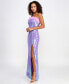 Juniors' Sequined Strapless Feather-Trim Gown