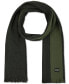 Men's Thick Wool Blend Side Stripe Logo Scarf