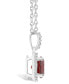Garnet (1-2/3 ct. t.w.) and Lab Grown Sapphire (1/6 ct. t.w.) Halo Pendant Necklace in 10K White Gold