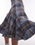 Фото #3 товара Topshop Disjointed Knee Length Skirt in blue & brown check