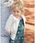 Big Girls Jacquard Knit Cardigan Off White With Flowers