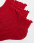 Фото #2 товара ASOS DESIGN 3 pack short ankle socks in red with frill trim