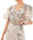 Women's Bell Sleeve Floral Embellished Gown