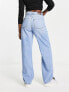 Only Celeste high waisted loose fit distressed jeans in light blue