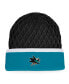 ფოტო #1 პროდუქტის Men's Teal, Black San Jose Sharks Iconic Striped Cuffed Knit Hat