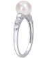 ფოტო #4 პროდუქტის Cultured Freshwater Pearl (7mm) & Lab-Created White Sapphire Accent Ring in Sterling Silver