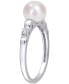 Cultured Freshwater Pearl (7mm) & Lab-Created White Sapphire Accent Ring in Sterling Silver