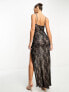 Фото #5 товара ASOS DESIGN lace sheer maxi dress with high split in black