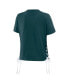 ფოტო #4 პროდუქტის Women's Midnight Green Philadelphia Eagles Lace Up Side Modest Cropped T-shirt