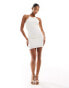 Pull&Bear textured backless strappy cami mini dress in white